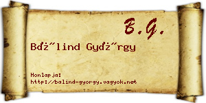 Bálind György névjegykártya